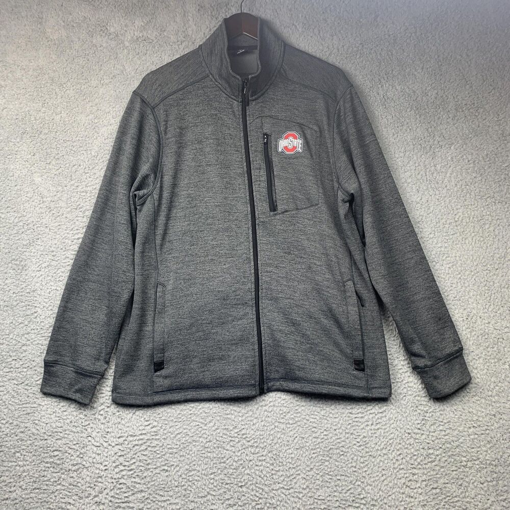 Ohio State Buckeyes Jacket Mens Large Gray NCAA Basketball Zip Scarlet & Gray